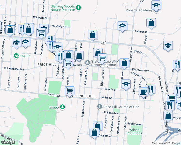 map of restaurants, bars, coffee shops, grocery stores, and more near 965 Woodlawn Avenue in Cincinnati