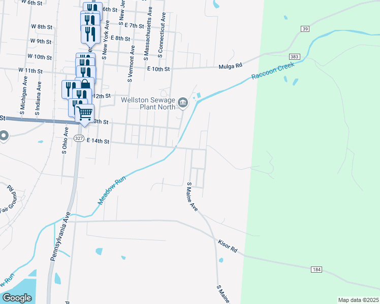 map of restaurants, bars, coffee shops, grocery stores, and more near 1000 East 14th Street in Wellston