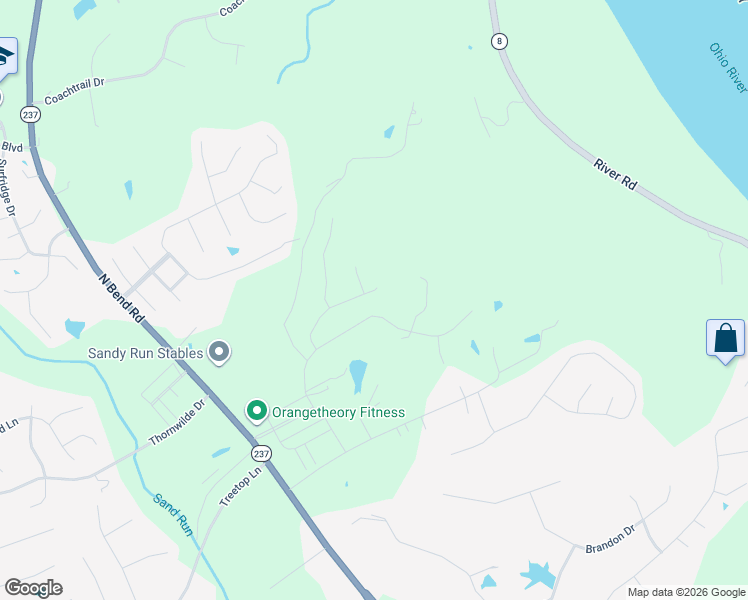 map of restaurants, bars, coffee shops, grocery stores, and more near 1298 North Bend Road in Hebron