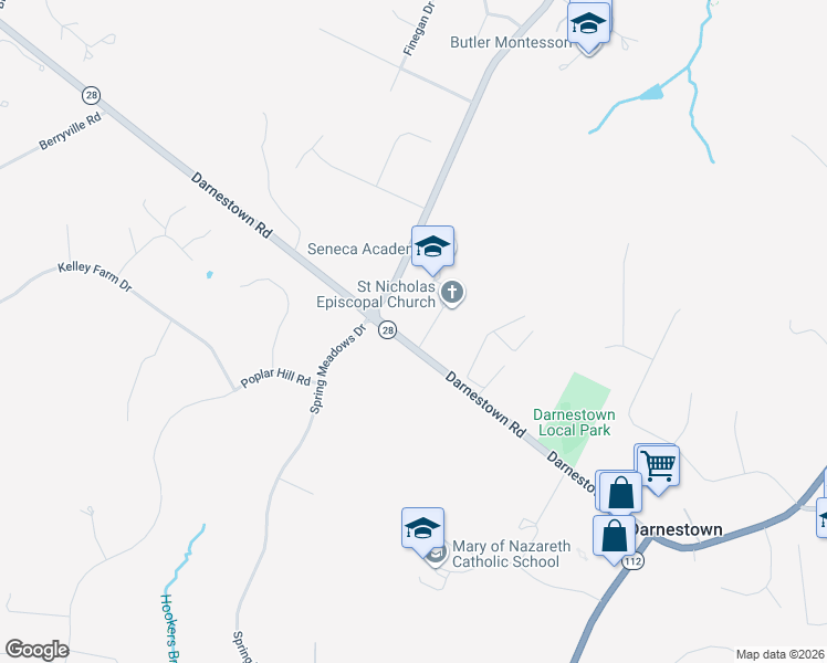 map of restaurants, bars, coffee shops, grocery stores, and more near 14501 Darnestown Road in Germantown