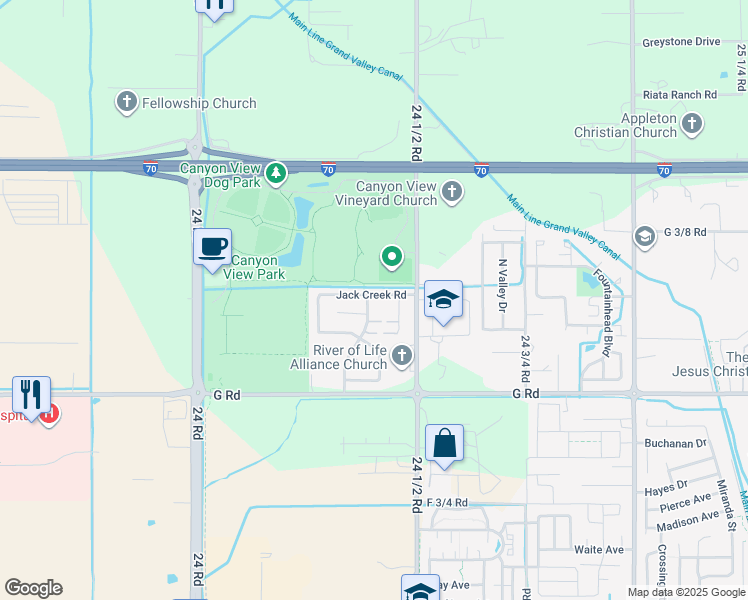 map of restaurants, bars, coffee shops, grocery stores, and more near 724 Spanish Trail Drive in Grand Junction