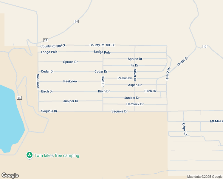 map of restaurants, bars, coffee shops, grocery stores, and more near 417 Birch Drive in Twin Lakes