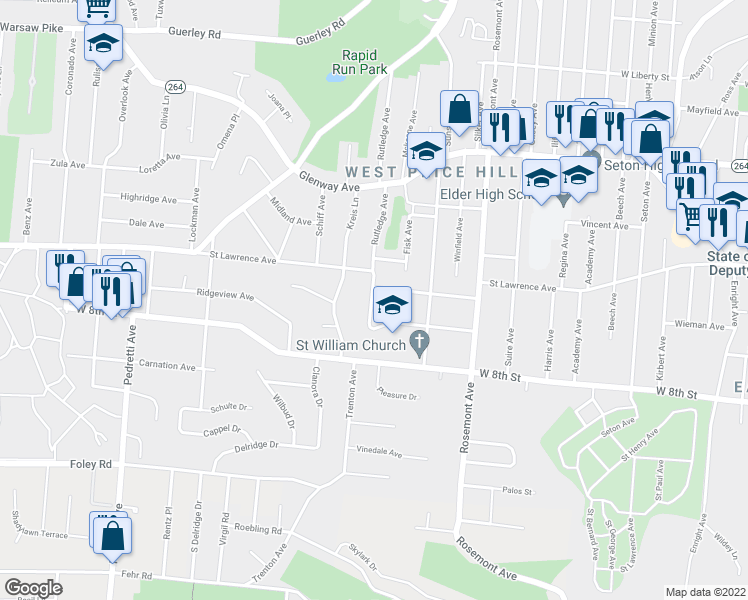 map of restaurants, bars, coffee shops, grocery stores, and more near 926 Rutledge Avenue in Cincinnati