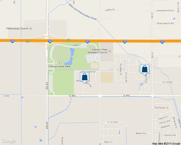 map of restaurants, bars, coffee shops, grocery stores, and more near 2441 Jack Creek Road in Grand Junction