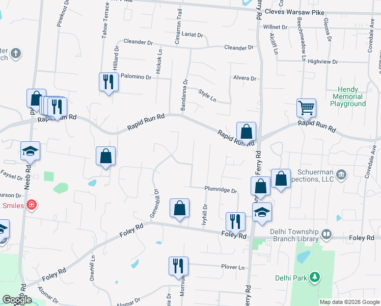 map of restaurants, bars, coffee shops, grocery stores, and more near 837 Gilcrest Lane in Cincinnati
