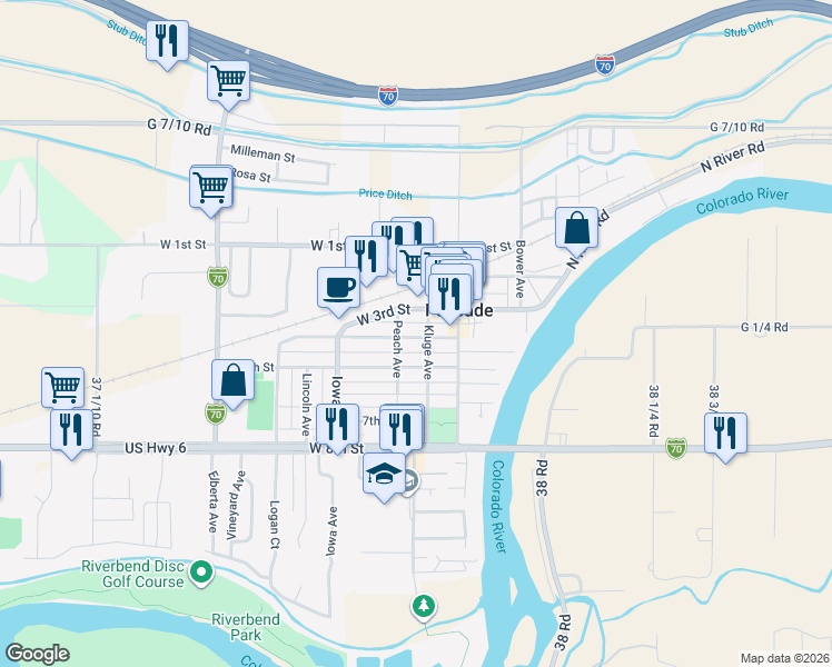 map of restaurants, bars, coffee shops, grocery stores, and more near 242 West 4th Street in Palisade