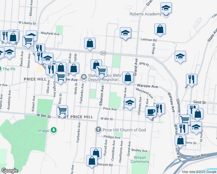 map of restaurants, bars, coffee shops, grocery stores, and more near 970 Purcell Avenue in Cincinnati