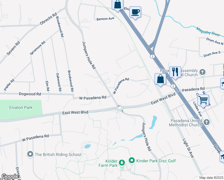map of restaurants, bars, coffee shops, grocery stores, and more near 205 Cole Way in Millersville