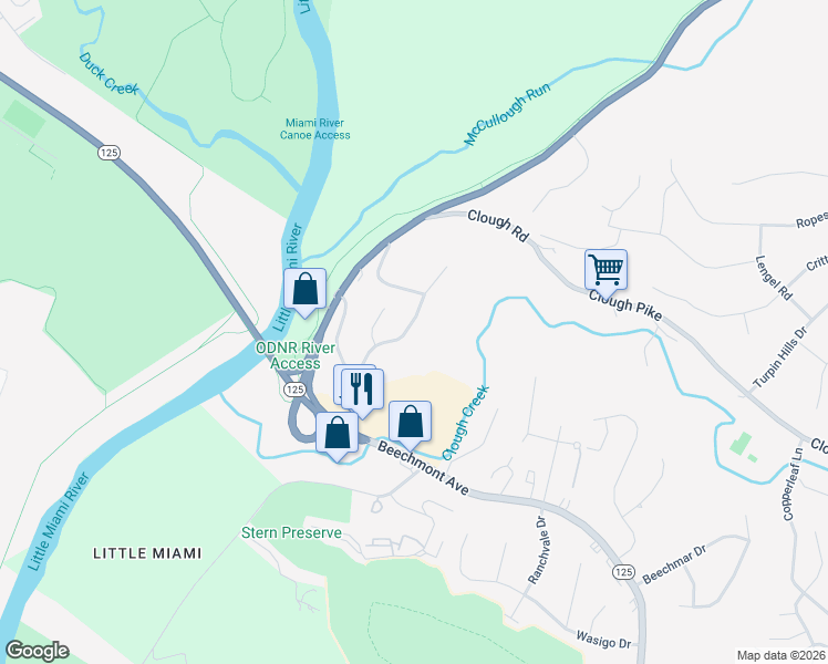 map of restaurants, bars, coffee shops, grocery stores, and more near 5079 Signal Hill Lane in Cincinnati