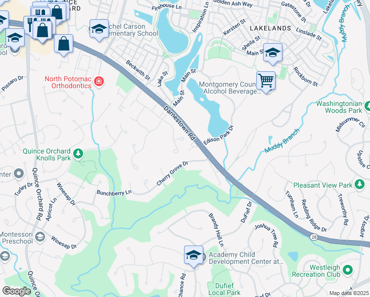 map of restaurants, bars, coffee shops, grocery stores, and more near 11516 Darnestown Road in Gaithersburg