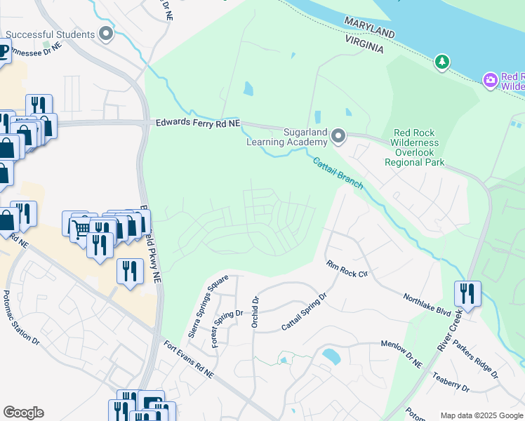 map of restaurants, bars, coffee shops, grocery stores, and more near 42817 Dames Rocket Drive in Leesburg