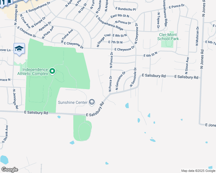 map of restaurants, bars, coffee shops, grocery stores, and more near 312 North Ponca Drive in Independence