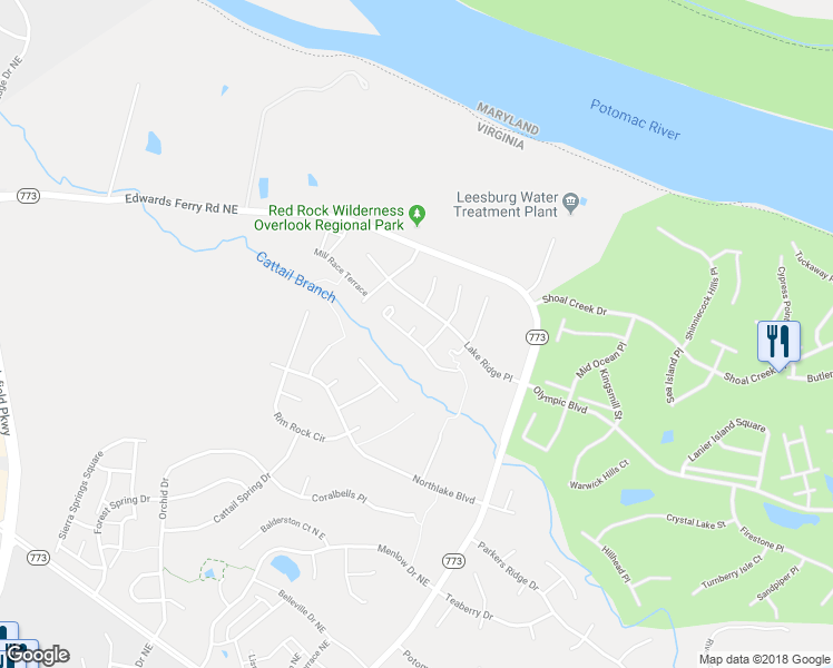 map of restaurants, bars, coffee shops, grocery stores, and more near 18292 Tupelo Ridge Terrace in Leesburg