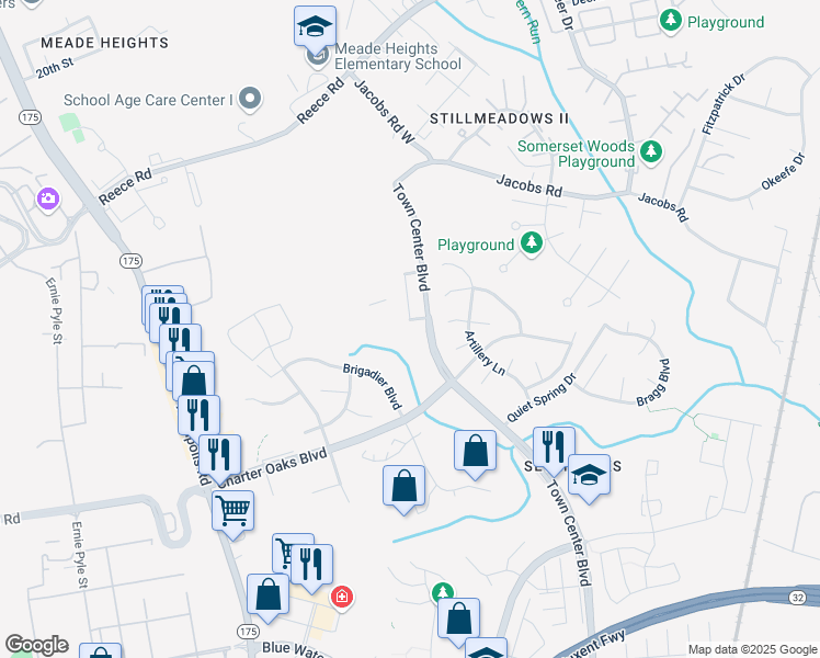 map of restaurants, bars, coffee shops, grocery stores, and more near 110 Pinecove Avenue in Odenton