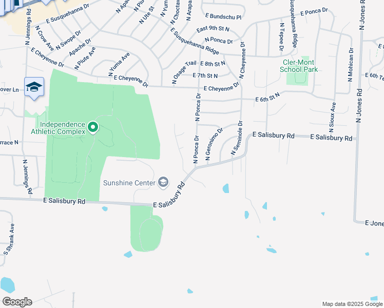 map of restaurants, bars, coffee shops, grocery stores, and more near 312 North Ponca Drive in Independence