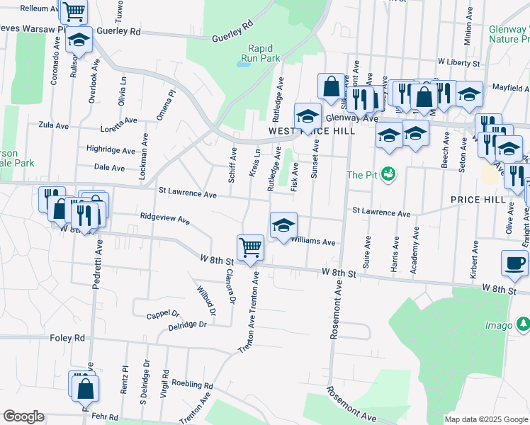 map of restaurants, bars, coffee shops, grocery stores, and more near 926 Rutledge Avenue in Cincinnati