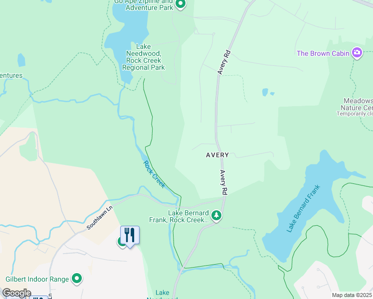 map of restaurants, bars, coffee shops, grocery stores, and more near 15506 Avery Road in Rockville