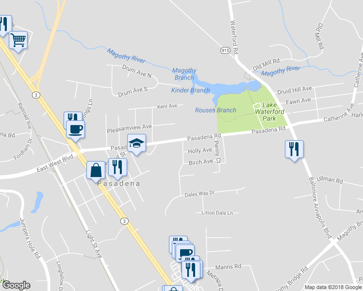 map of restaurants, bars, coffee shops, grocery stores, and more near 3 Brookview Avenue in Pasadena