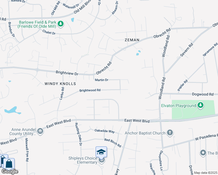 map of restaurants, bars, coffee shops, grocery stores, and more near 474 Brightwood Road in Millersville