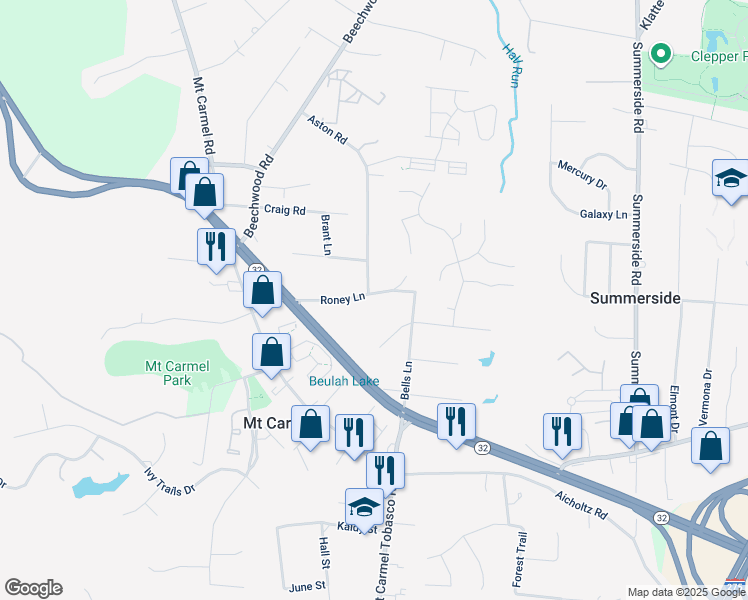 map of restaurants, bars, coffee shops, grocery stores, and more near 513 Roney Lane in Cincinnati