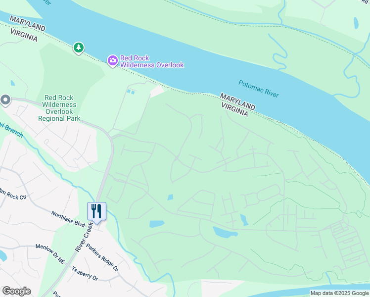 map of restaurants, bars, coffee shops, grocery stores, and more near 18256 Shinniecock Hills Place in Leesburg