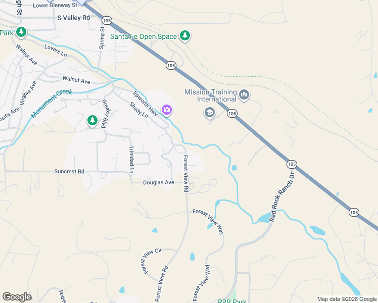 map of restaurants, bars, coffee shops, grocery stores, and more near 721 Forest View Road in Monument