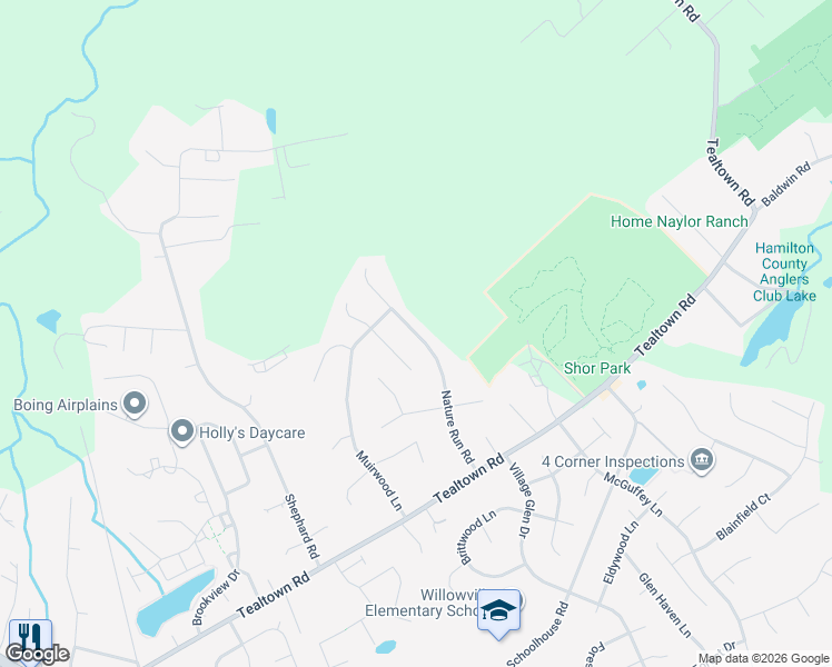 map of restaurants, bars, coffee shops, grocery stores, and more near 1154 Beechridge Court in Batavia