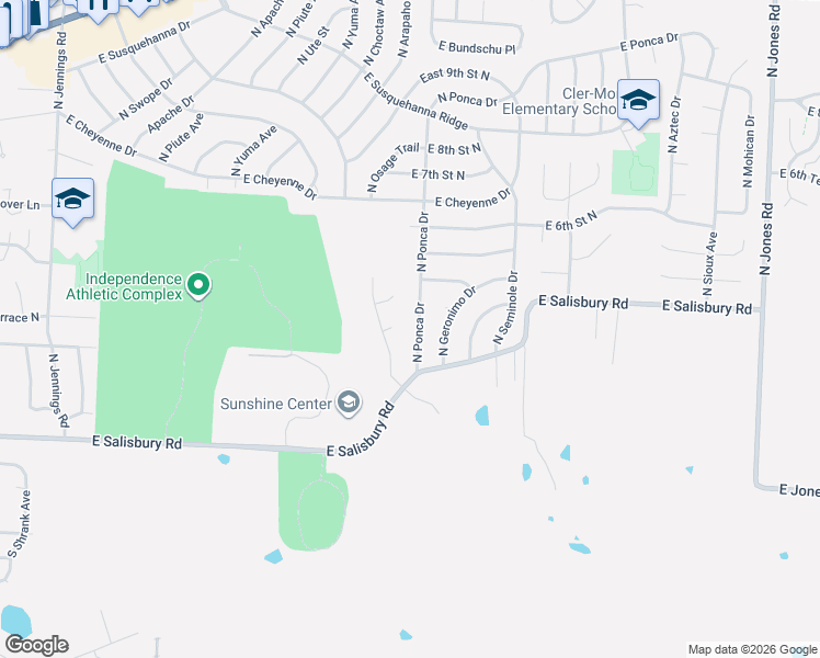 map of restaurants, bars, coffee shops, grocery stores, and more near 312 North Ponca Drive in Independence