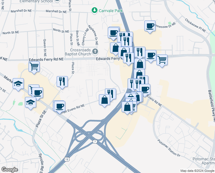 map of restaurants, bars, coffee shops, grocery stores, and more near 101 Independence Avenue Southeast in Washington