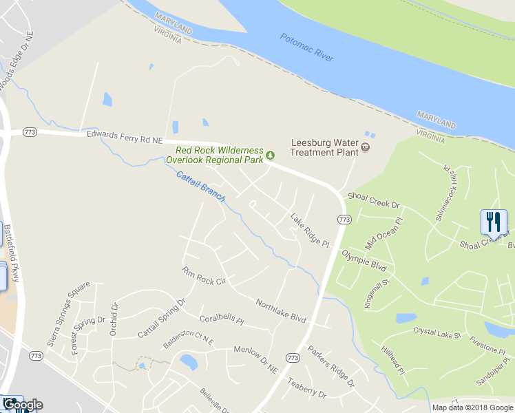 map of restaurants, bars, coffee shops, grocery stores, and more near 43007 Northlake Overlook Terrace in Leesburg