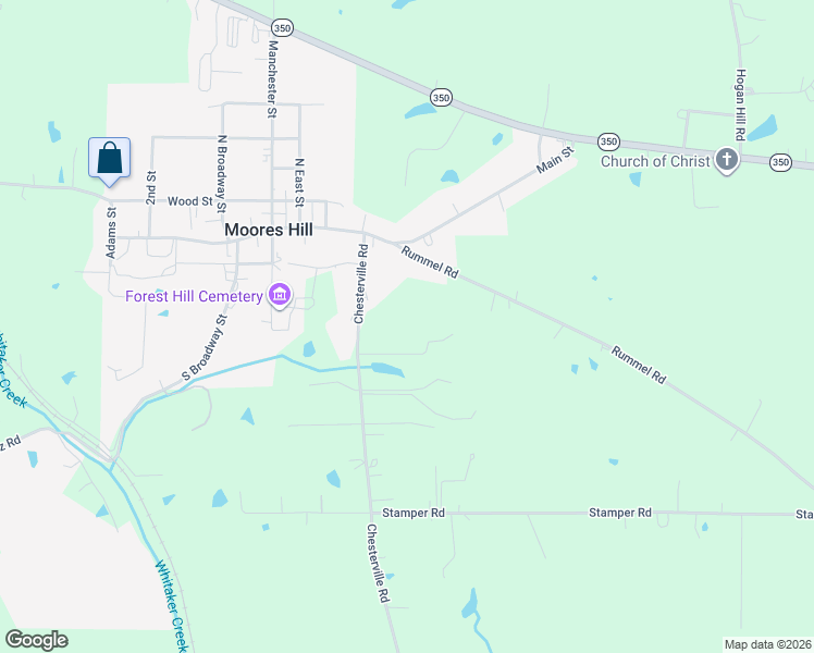 map of restaurants, bars, coffee shops, grocery stores, and more near 14638 Chesterville Road in Moores Hill