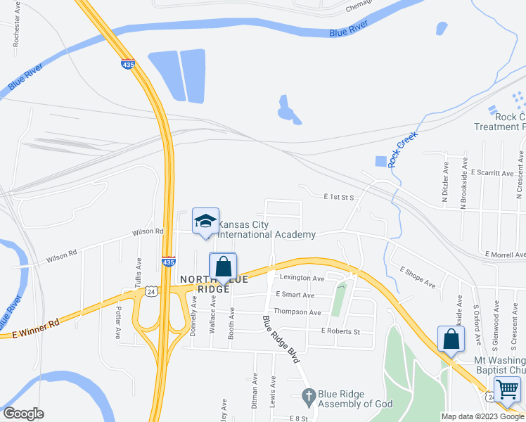 map of restaurants, bars, coffee shops, grocery stores, and more near 8626 East Morrell Avenue in Independence