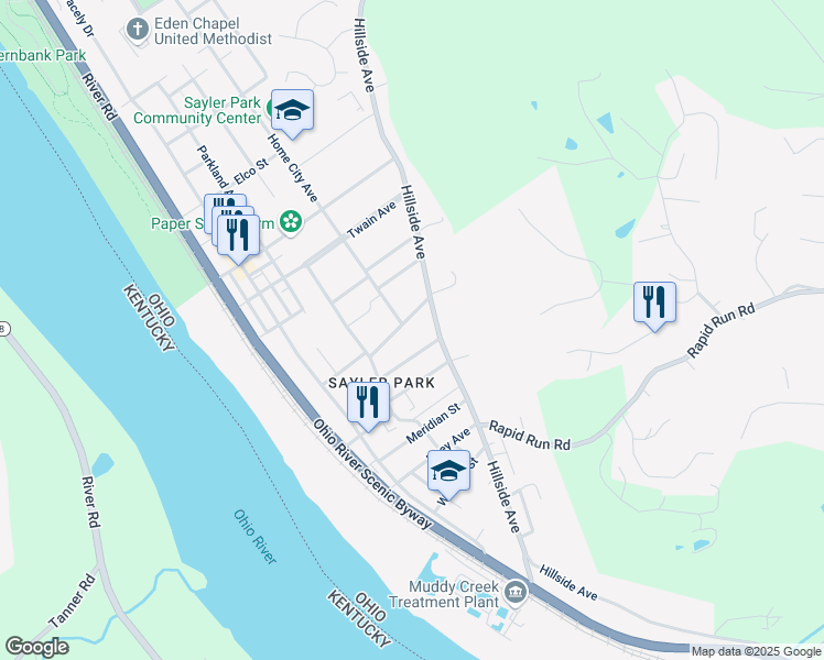 map of restaurants, bars, coffee shops, grocery stores, and more near 220 Rockaway Avenue in Cincinnati