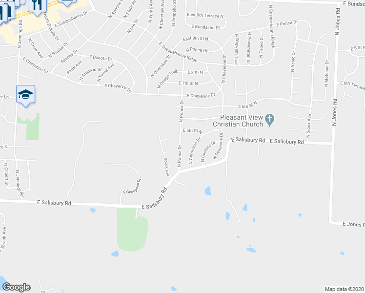 map of restaurants, bars, coffee shops, grocery stores, and more near 408 North Ponca Drive in Independence