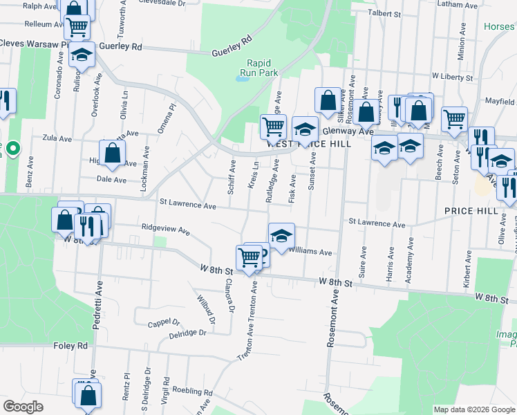 map of restaurants, bars, coffee shops, grocery stores, and more near 1019 Rutledge Avenue in Cincinnati