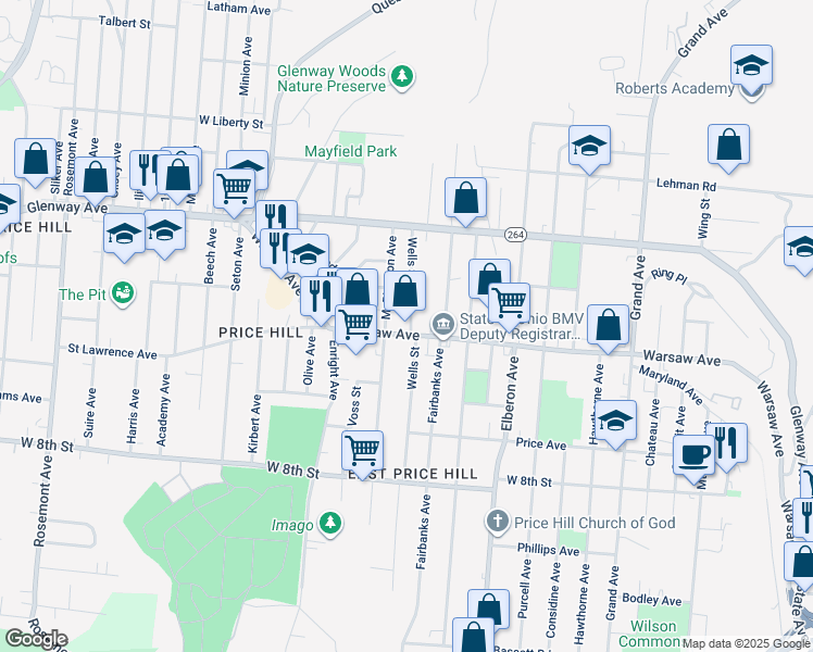map of restaurants, bars, coffee shops, grocery stores, and more near 1014 McPherson Avenue in Cincinnati