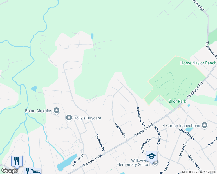 map of restaurants, bars, coffee shops, grocery stores, and more near 1129 Beechridge Court in Batavia