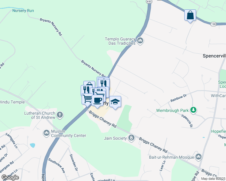 map of restaurants, bars, coffee shops, grocery stores, and more near 15420 Gallaudet Avenue in Silver Spring