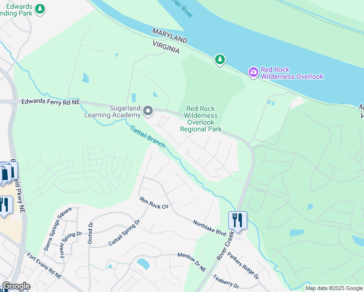 map of restaurants, bars, coffee shops, grocery stores, and more near 18254 Ash Mill Terrace in Leesburg