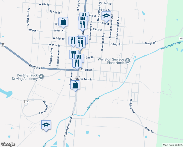 map of restaurants, bars, coffee shops, grocery stores, and more near 1312 South New York Avenue in Wellston