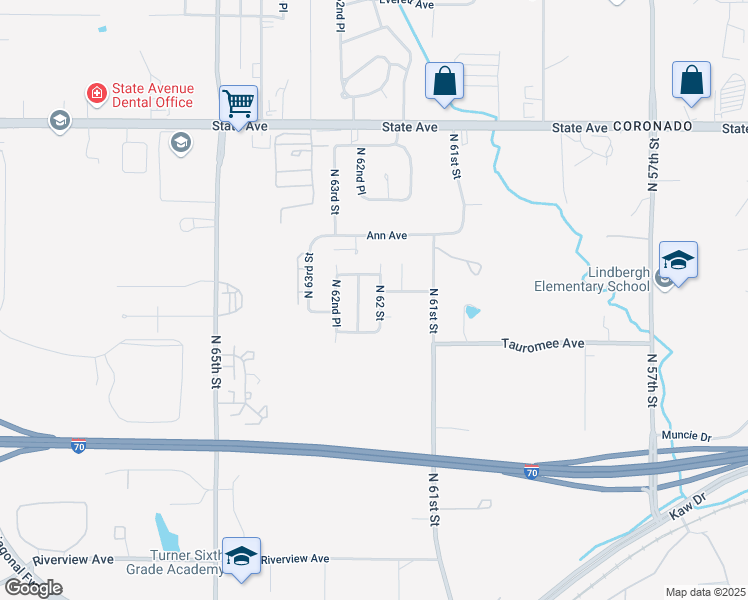 map of restaurants, bars, coffee shops, grocery stores, and more near 643 North 62nd Terrace in Kansas City