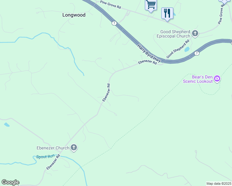 map of restaurants, bars, coffee shops, grocery stores, and more near 23 Ratcliffe Lane in Bluemont