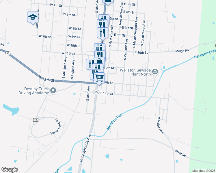 map of restaurants, bars, coffee shops, grocery stores, and more near 1312 South New York Avenue in Wellston