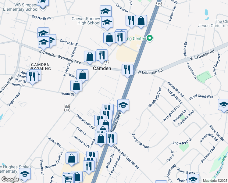 map of restaurants, bars, coffee shops, grocery stores, and more near 300 East Street in Camden