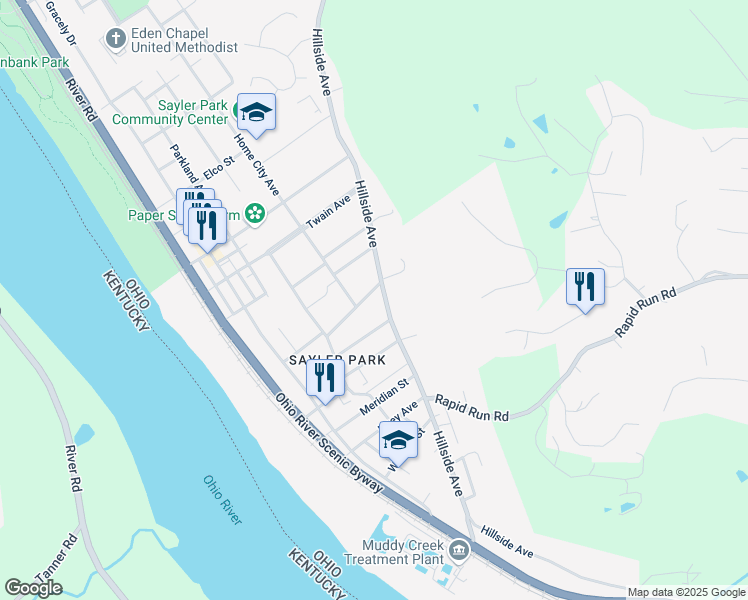 map of restaurants, bars, coffee shops, grocery stores, and more near 220 Rockaway Avenue in Cincinnati