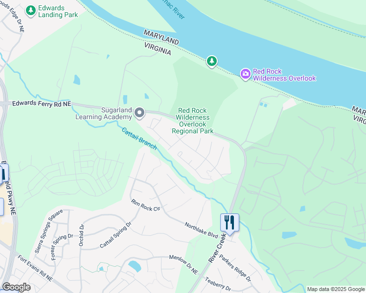 map of restaurants, bars, coffee shops, grocery stores, and more near 43067 Lake Ridge Place in Leesburg