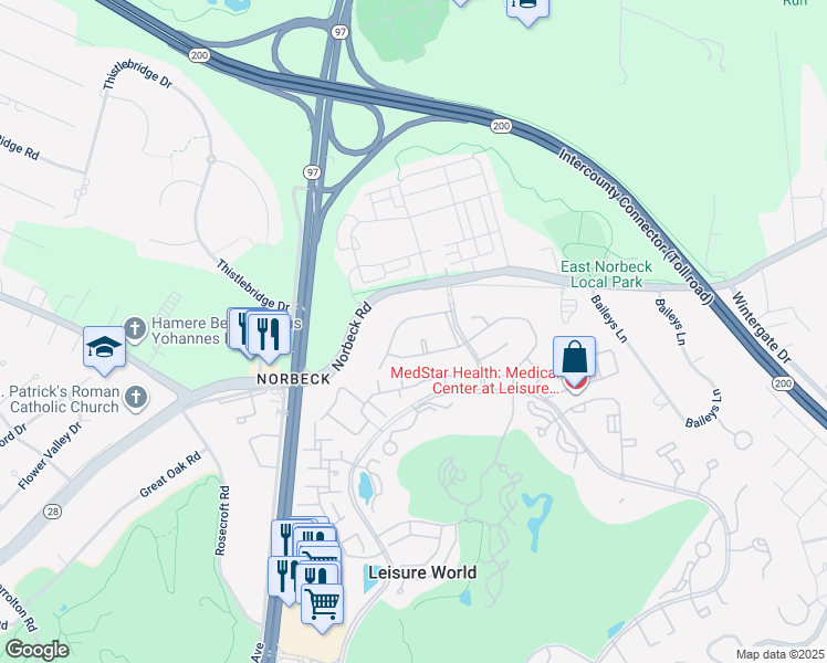 map of restaurants, bars, coffee shops, grocery stores, and more near 3504 Fitzhugh Lane in Silver Spring