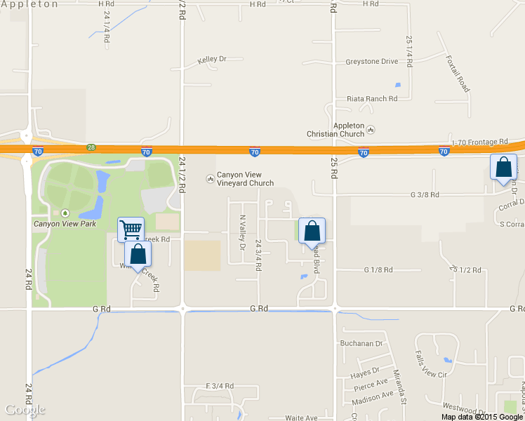 map of restaurants, bars, coffee shops, grocery stores, and more near 729 Scoters Circle in Grand Junction