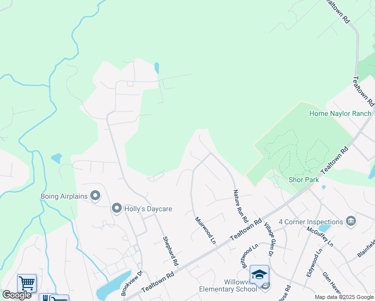map of restaurants, bars, coffee shops, grocery stores, and more near 1129 Beechridge Court in Batavia