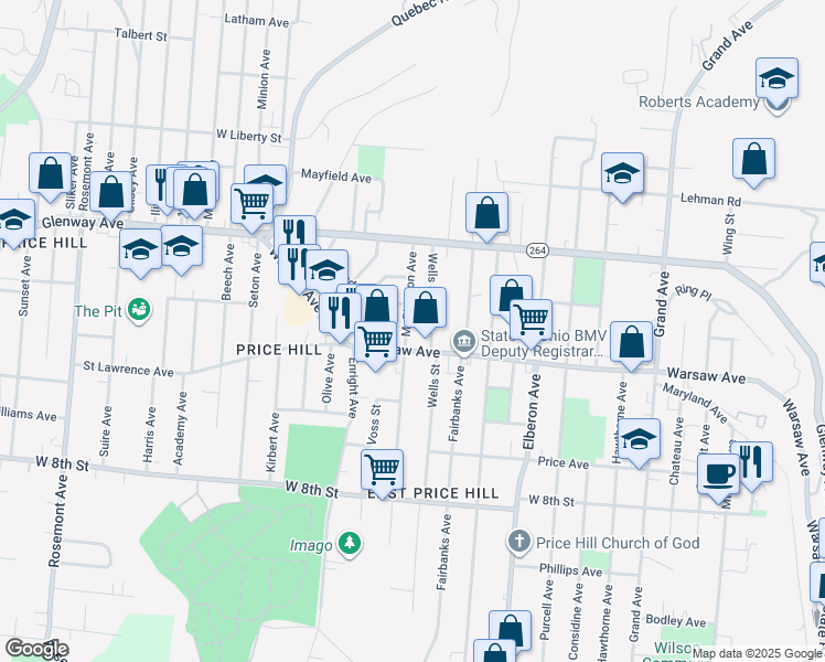 map of restaurants, bars, coffee shops, grocery stores, and more near 1014 McPherson Avenue in Cincinnati